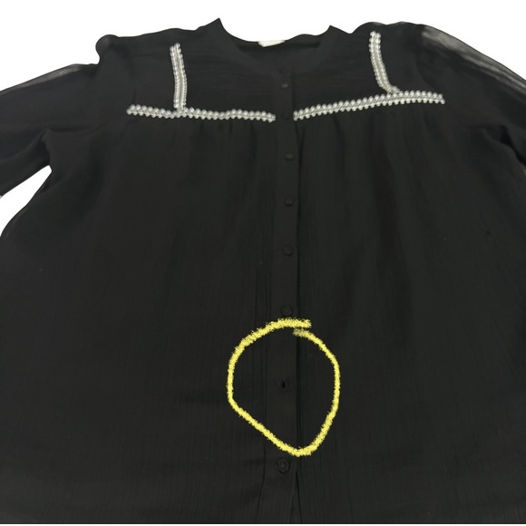 Chico's Blouse Womens‎ 3(XL) Black Sheer Embroidered Chiffon Top - Picture 9 of 9